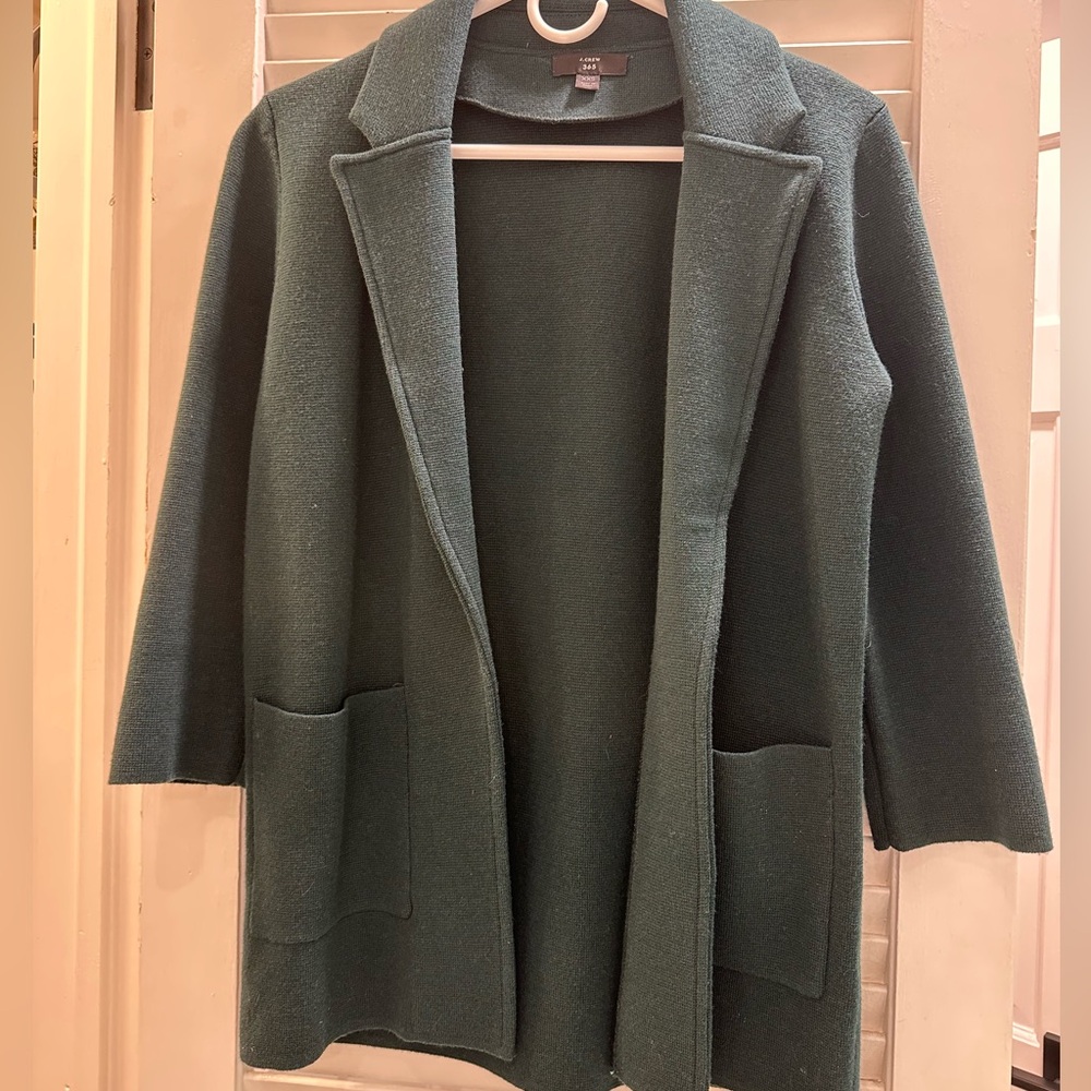 XXS J Crew emerald green sweater coat